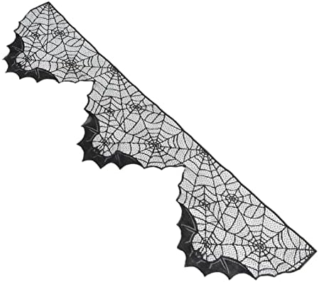 PRETYZOOM Halloween kamin Mantle dekoracije: Crna čipkasta paukova mreža kamin Mantel šal poklopac