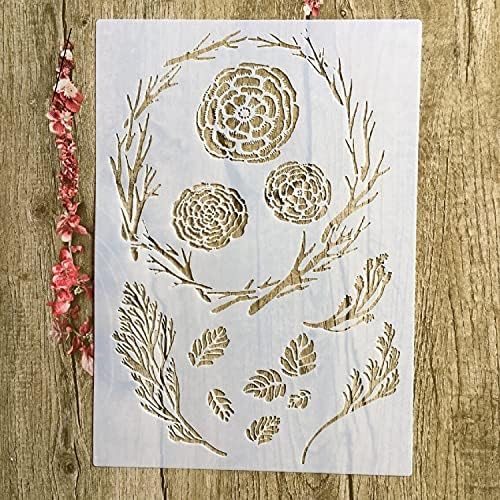 Lišće cvijeće grančica Roser DIY šablone - višekratni ukrasni šablon papir za utiskivanje boja za zidno Drvo spomenara