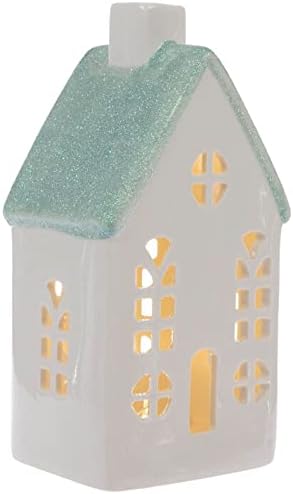 Tirkizna kuća za tablicu svijetli porculan visok preko 7 inča