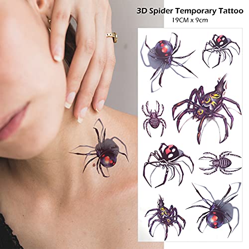 Spider Web Oko lice Privremene tetovaže Žene Djevojke Halloween 3D Realistička asortirana Black Widow Cobweb
