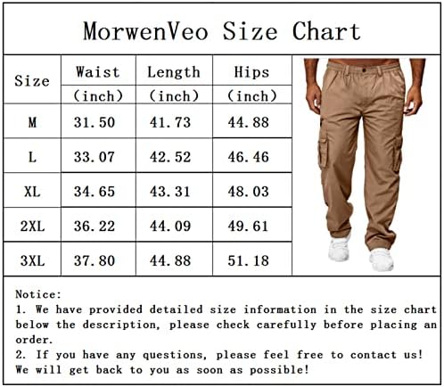 Morwenveo muške teretne hlače opuštene fit radne hlače Stretch elastični struk višestruki džepovi