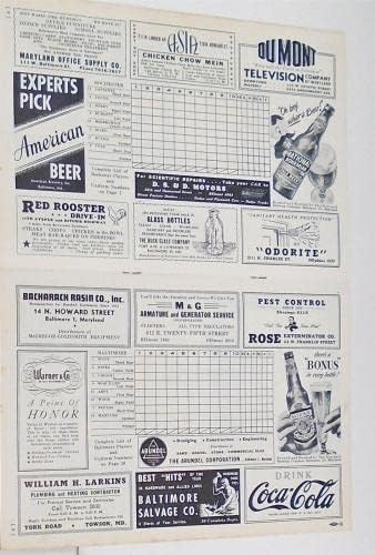 1949 Baltimore V Rochester Baseball program Ex / MT 89266B51 - fakultet programi