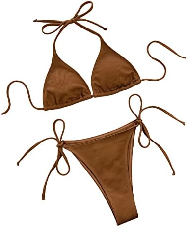 Nxxyeel Women Dvo komad kupaćim kostima seksi Halterneck čipka za Bikini Set Beachweward Backing