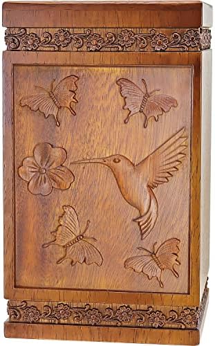 Dabeeeeeeeetu Kremacija za ljudskog pepela - ručno graviranje hummingbird leptir - pogrebna urna za majku / tatu