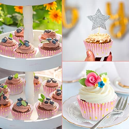 300 kom Pink Cupcake Liners Pink Gold Bridal tuš Cupcake Wrappers Cupcake wrappers ukrasi papir Cupcake