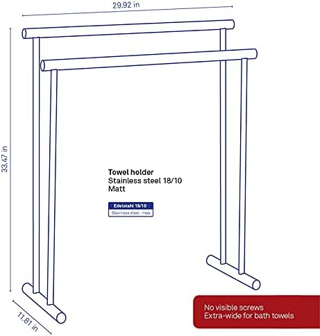 Kela Free Stand stalak za ručnik - dva reda za kupatilo i ručnike - čvrst po težini - elegantan