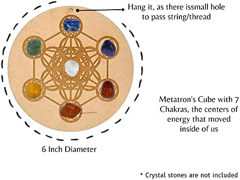 Nevjerovatna dragulja 6 Metatron Cube Sacred Geometry Art Cum Crystal Grid Mandala Wood Wall Art