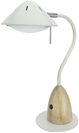 Aspen Creative 40102-1A Zatamnjena LED stolna lampa, moderni dizajn 7W sa drvenim zrnatom završnom obradom, 18 1/2 visoko, mliječno bijelo