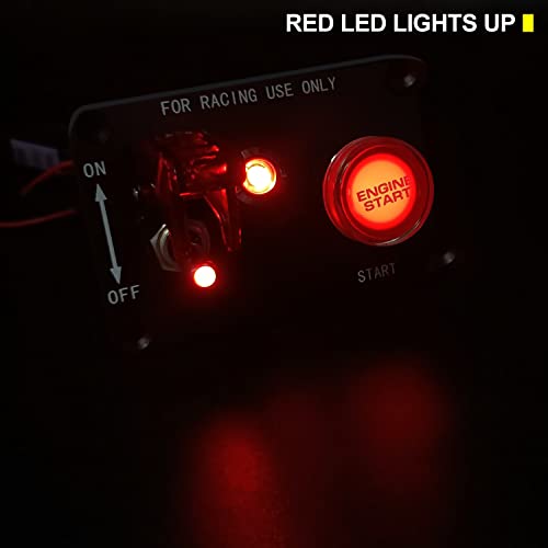 TWIDEC / 12V DC prekidač za paljenje 2 u 1 Racing automatsko push gumb prekidač s crvenim LED preklopnim prekidačem
