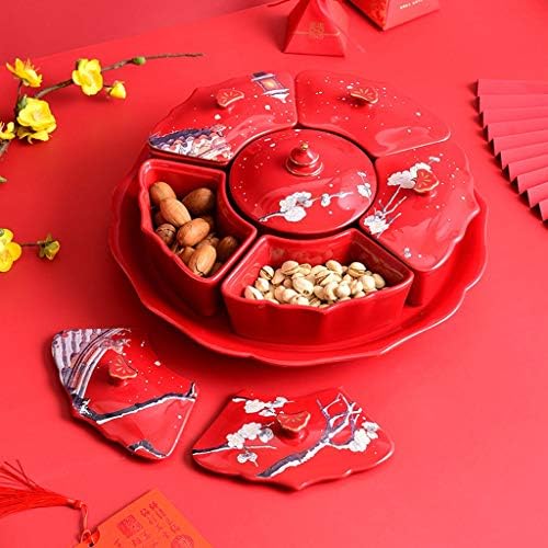 Mjwdp crveni kompot kineske Nove godine rotirajući sušeno voće ploča vjenčanje bombona kutija Creative