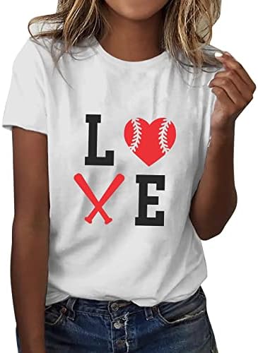 Plus size Tops za žene ljeto, Bejzbol grafički Tee Funny Bejzbol ljetna majica Casual kratki rukav Crewneck Tops
