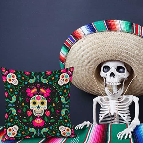 Rainlemon Dia de los Muertos bacanje jastuka za pokrov meksičkog dana mrtve šećerne lubanje ukrasa za kauču na kauču 18x18 inčni -pack od 2