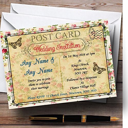 The Card Zoo vintage cvjetni shabby chic razglednice personalizirani pozivnice za vjenčanje