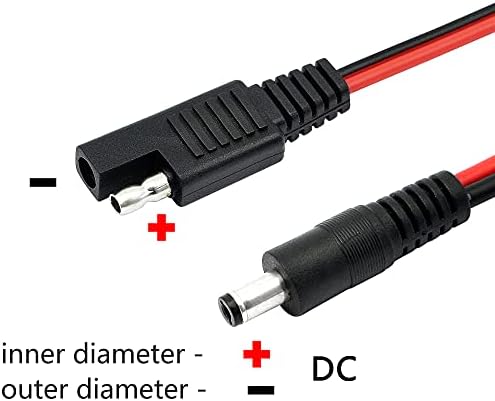 CERRXIAN 40cm 14AWG DC 5.5 mm x 2.1 mm do SAE 2-pinski produžni kabel za brzo odvajanje žice sa osiguračem od