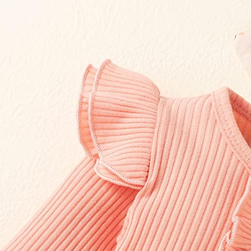 Dojenčad za bebe rebraste ruffle rukavice rubce na vrhu cvjetne hlače sa trakom za glavu na odjeću odjeća postavljena dječja poklon paket