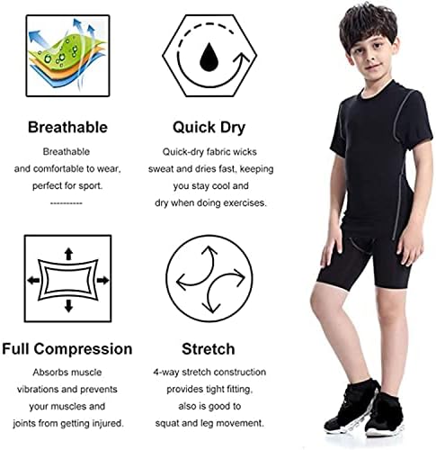 LANBAOSI dječji dječački košulje za kompresiju djetetove suhe sportske donje košulje kratkih rukava