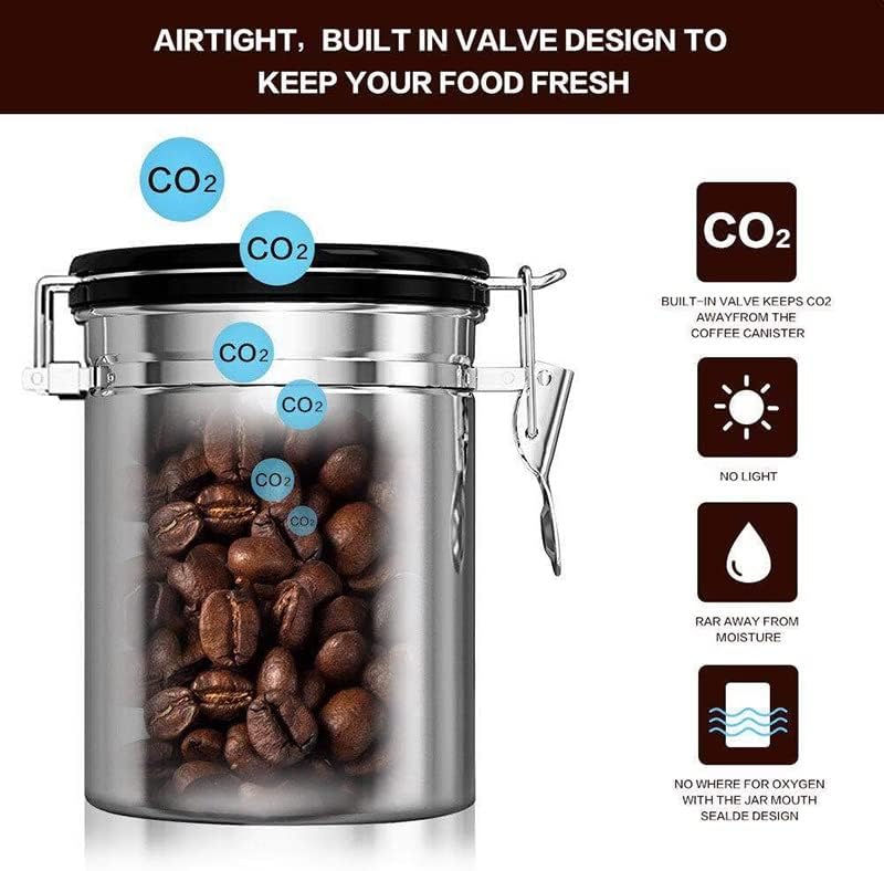 YXBDN hermetička posuda za kafu - kanister za skladištenje CO2 ventila od nerđajućeg čelika sa Mericom - održava vašu kafu svežim ukusom