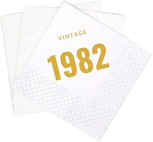 SharkBliss Vintage 1982 40th Birthday koktel salvete, 100 Pack Gold Vintage 1982 40th Birthday Paper koktel napitke salvete u rinfuzi za njegov njen četrdeset 40th Birthday | 2-slojni, 5x5