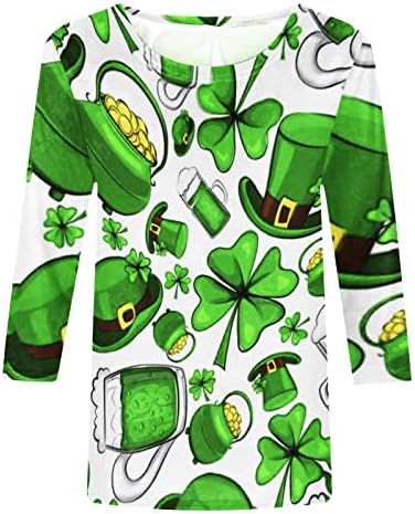 Dan svetog Patrika 3/4 rukav Tees Top žene St. Paddy's T-Shirt zelena kapa grafički majice sa četiri lista djeteline bluza