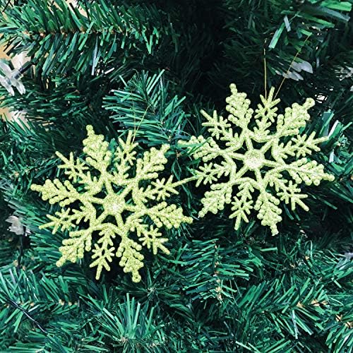 Worldoor 36kom plastike Božić Glitter Snowflake ukrasi Božić Tree dekoracije, 4 inčni plastike Snowflake