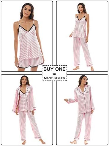 Escalier ženske 5kom svilene satenske pidžame Cami Pjs Sleepwear Button Down Pj Setovi Loungewear