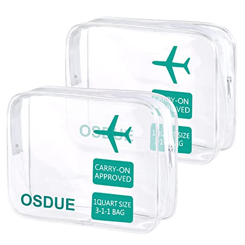 Osdue 2pcs Travel Clear Cosmetic Torba, Odobrena jasna toaletska torba, TSA odobreni avionski komplet