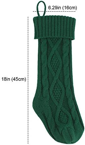 QKURT Božićne čarape, 3 kom 18 inča Klasična veličina Classic Solid Color Xmas kamin Viseći čarape za porodične praznike Xmas Dekoracije za zabavu