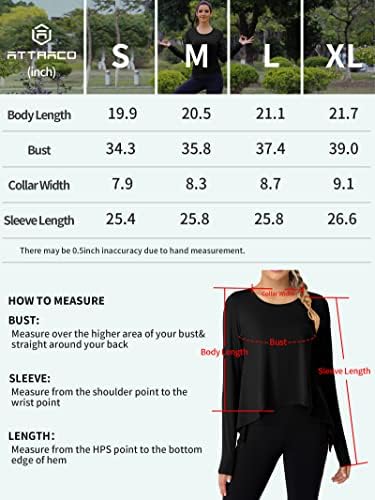 ATTCO WOOD Workout Tops Athletic Yoga majice za žene koje rade majice teretane dugih rukava