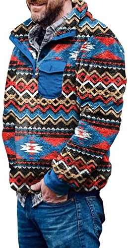 Džemperi za muškarce flis Aztec Print Vintage zabavni džemperi Zip up V-izrez džemper puloveri