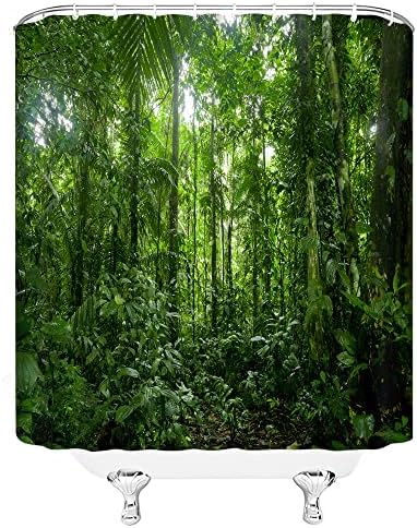 Tropska prašuma za zavjese prirode Zelena stabla šuma ostavlja Sunshine Jungle Summer Scenery tkanina kupaonica