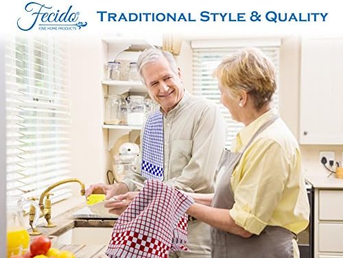 FECIDO Classic Tamne kuhinjske ručnike sa visećim petljom - Teška odjeća za upijajuću posudu - Europska napravljena pamučni ručnici za čaj - set od 4, plave boje