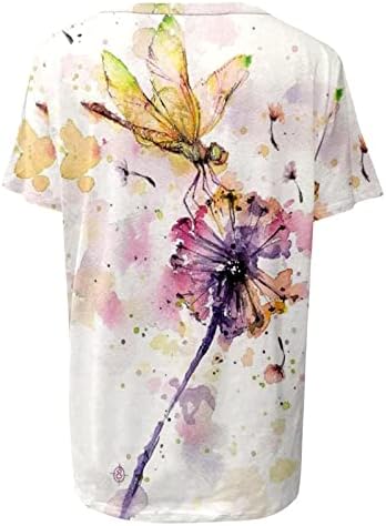 Košulja za žene, žene ljetne vrhove kratki rukav okrugli vrat casual bluza trendy cvjetni tisak osnovni
