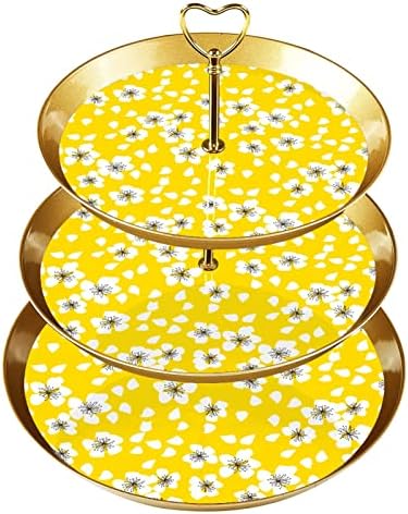 Bijeli cvijet Žuti troslojni stalak za torte voćna ploča za deserte kolači slatkiši voće švedski stalak za svadbeni
