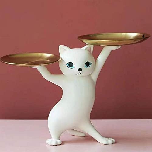 Resin CAT ladica statuta Slatka mačka posuđa za posudu Key Worder Snacks Candy Nakit Naušnice za uređenje doma za kućni dekor Moderna umjetnost Trpek za objekat Dekor ureda