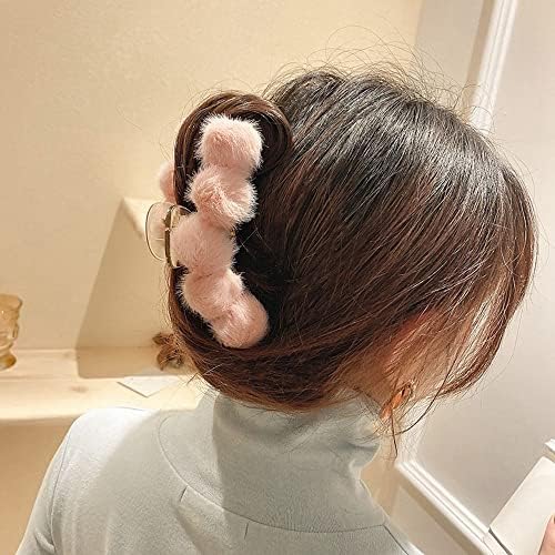 Chdhaltd geometrijska slatka krznena kandža za kosu, korejski stil jesenja zimska pokrivala za glavu All-Match Plish Hair Claw Hair Clip za žene Hair Accessories
