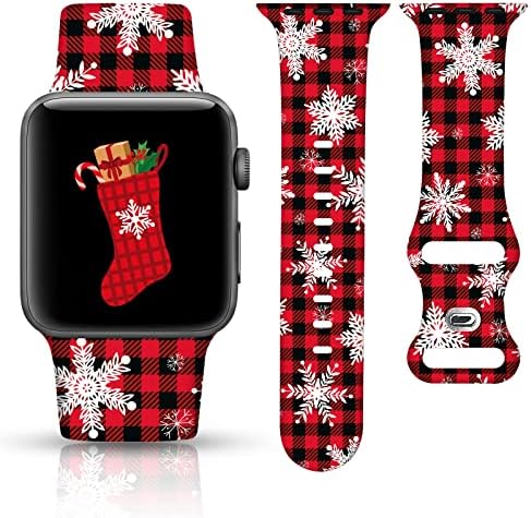 BOŽIĆ HOLLWEEN GLAST BAND kompatibilan sa Apple Watch Band 38mm 40mm 41mm 42mm 44mm 45mm IWATCH SE serije 8 7 6 5 4 3 2 1, Božićni Noć vještica Mekani silikonski sport za djevojke