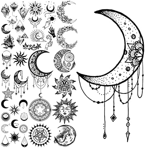 Kawela Privremene tetovaže 3D Moon Privremene tetovaže za odrasle Mountain Sun Cluster Dream Catcher