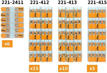 WAGO 221 serija poluge-matice 36 kom žičani konektori, asortiman sa kućištem, uključuje 221-2411,
