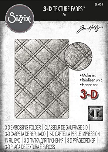 Sizzix 3-D Tekstura FADES Embossing Folder Quilted Tim Holtz, 665734, višebojna