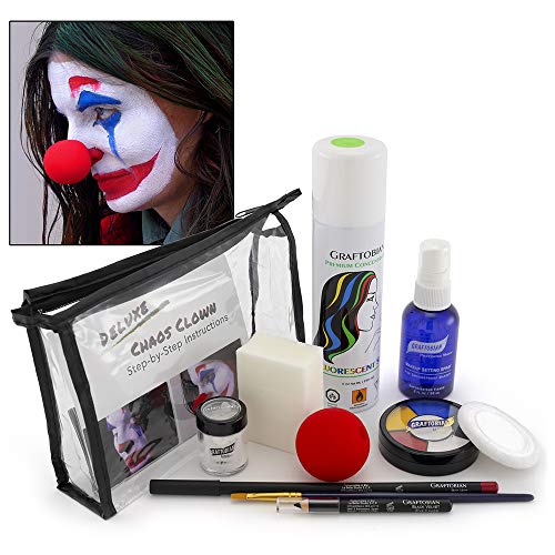 Komplet šminke za klauna Graftobian Chaos - kompletan Set od 11 komada za kostim Joker Jester ili