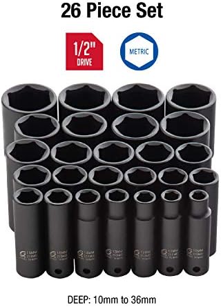 Sunex 2646, 1/2 inčni pogon Deep Impact Socket Set, 26 komada, Metrički, 10mm-36mm & Sunex 2640, 1/2
