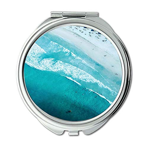 Ogledalo, ogledalo za šminkanje, plava obala plaže, džepno ogledalo, prenosivo ogledalo