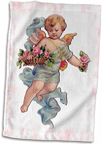 3D Rose Victorian Angel na ručniku Pink TWL_41693_1, 15 x 22, bijeli
