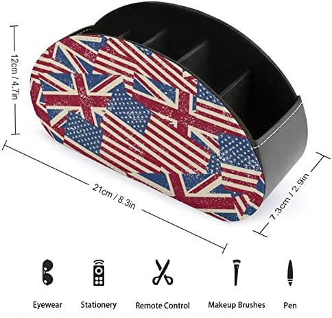 Retroamerička i britanska zastava Moderni držač daljinskog upravljača sa 5 odjeljaka PU kožna matifunkcionalna kancelarijska organizacija Organizator stola
