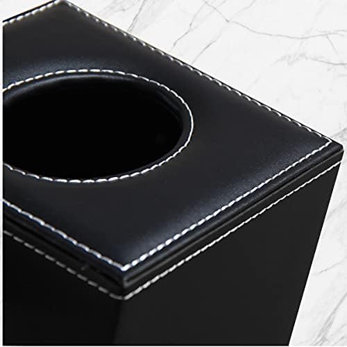 Kutija tkiva kožna crna kvadratna salveta za pumpanje pumpanje papirnog papira, elegantan držač kutije
