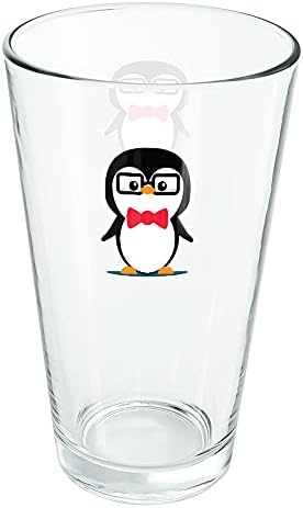 Personalizovana prilagođena 1 linija slatka Štreberska pingvina sa naočarima 16 Oz Pinta staklo, kaljeno staklo, štampani dizajn & amp; savršen poklon ventilatora | odličan za hladna pića, gazirana pića, vodu