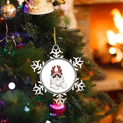 Kućnog ljubimca sa stablom Xmas Tree 3 inčem, sretan božićni mačji metalni ukras, mačka sa rogovim ukrašavanjem božićnog drvla, kućni ljubimac sa antlerovim čuva za božićno dekor za zabavu