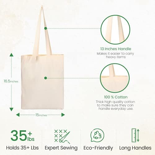 Greenmile platnene torbe Bulk 15 Pack-15x16. 5 Inch - 6 oz-velike obične platnene torbe Premium
