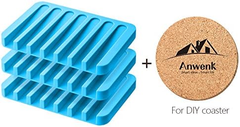 Anwenk posuda za sapun vodopad posuda za sapun posuda za sapun držač za sapun za tuš/kupatilo/kuhinja/pult vrh, održavajte sapune suhim i čistim,lako čišćenje, fleksibilan silikon-plava, 3 pakovanja