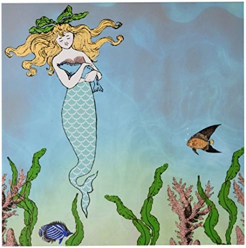 3drose ct_112836_4 slatka lijepa sirena koja grli bebi pečat-Podvodna mitska Vintage umjetnost na moru-okean morska